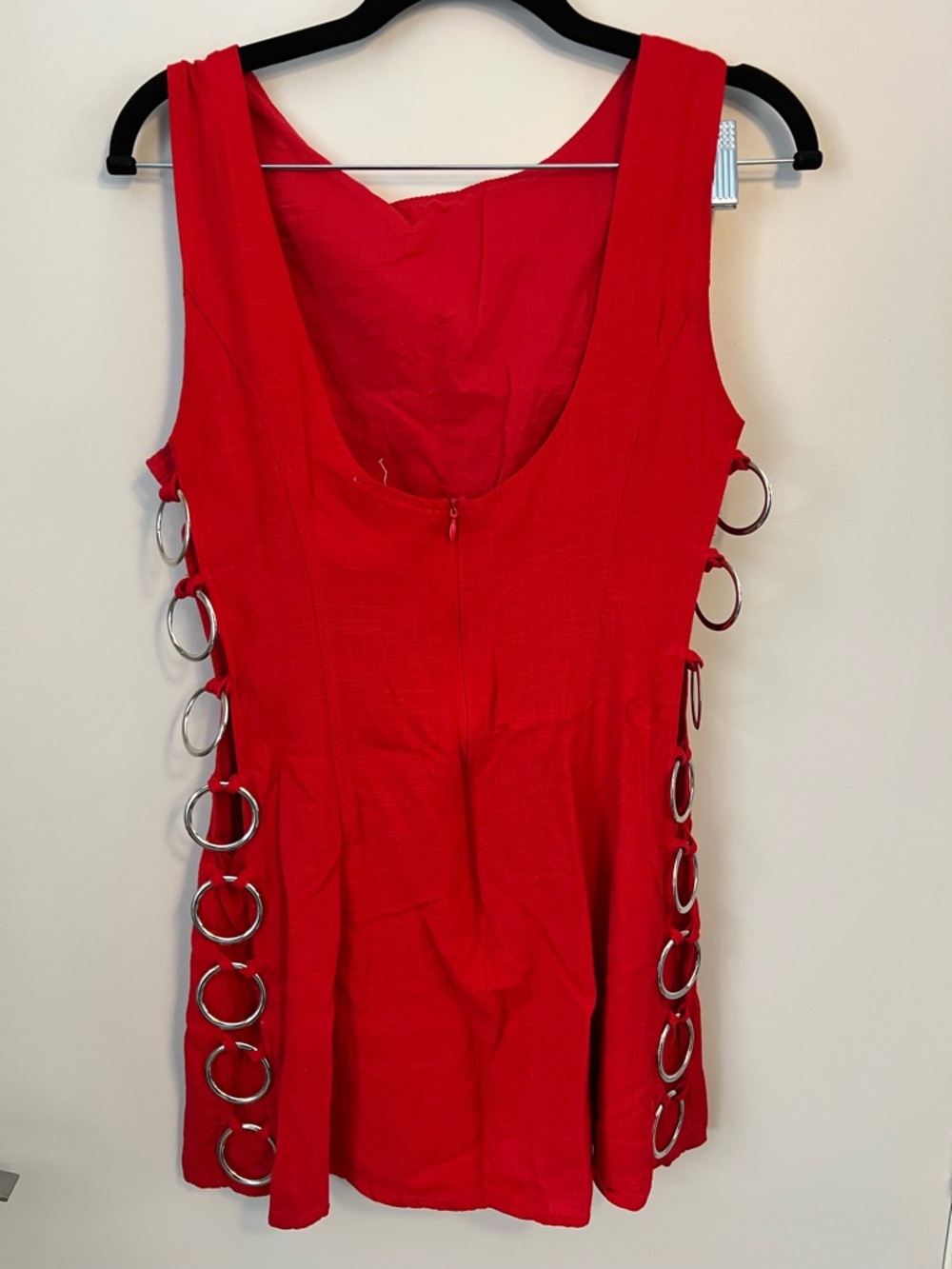 Red Mini Dress with Side Ring Detail - Picture 5 of 7